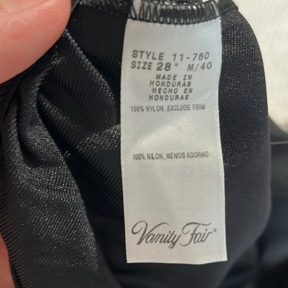 Vintage Vanity Fair Slip Half Black Slit Womens 28 inch Medium  40 - Image 6