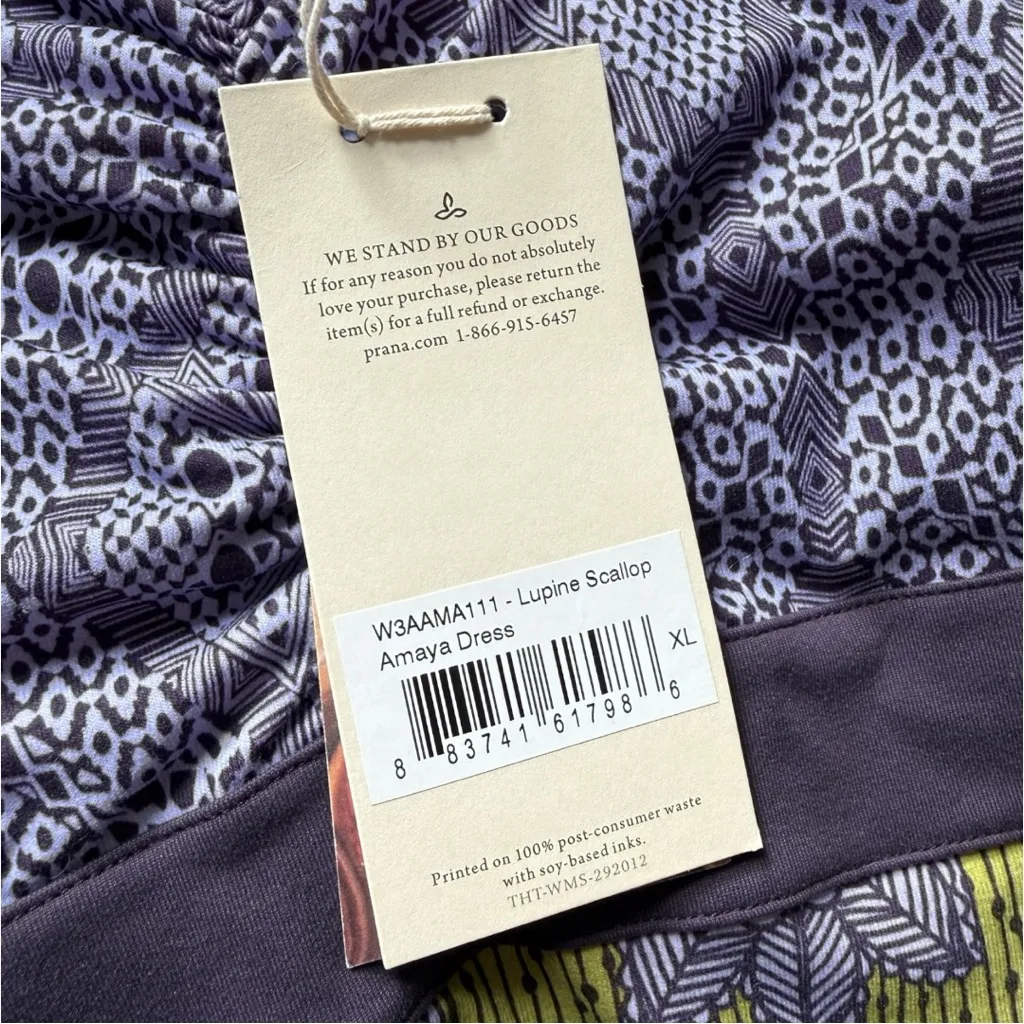 Vintage prAna Amaya Dress XL Purple Paisley Y2K Athletic Lupine Scallop Sundress - Image 12