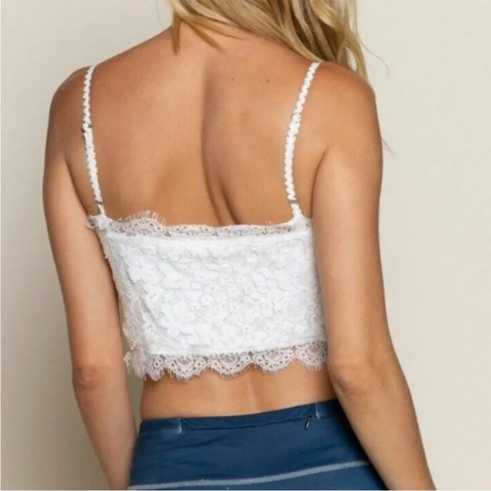 POL Coast Lace Bralette Crop Top White size L - Image 3