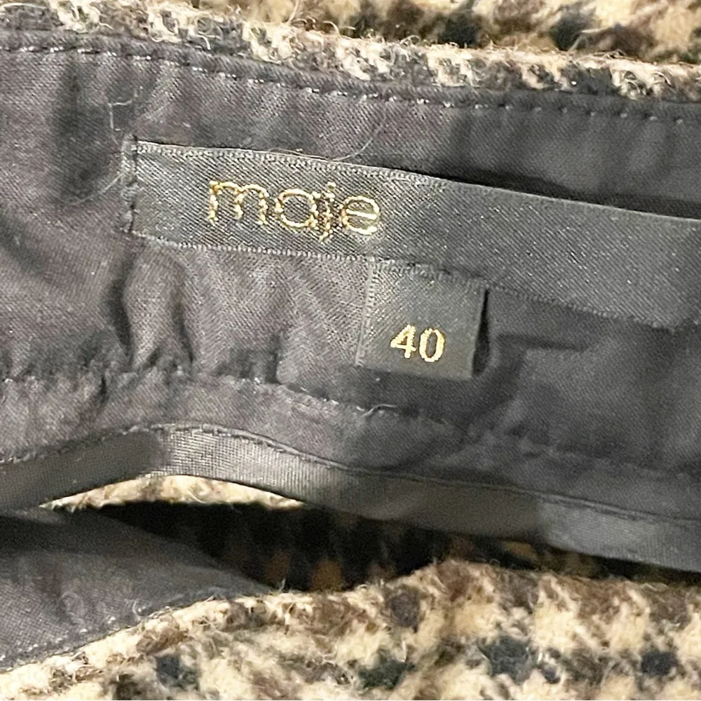 Maje  Size 40/Large Brown Ilro Wool-Blend Pleated Houndstooth Shorts - Image 4