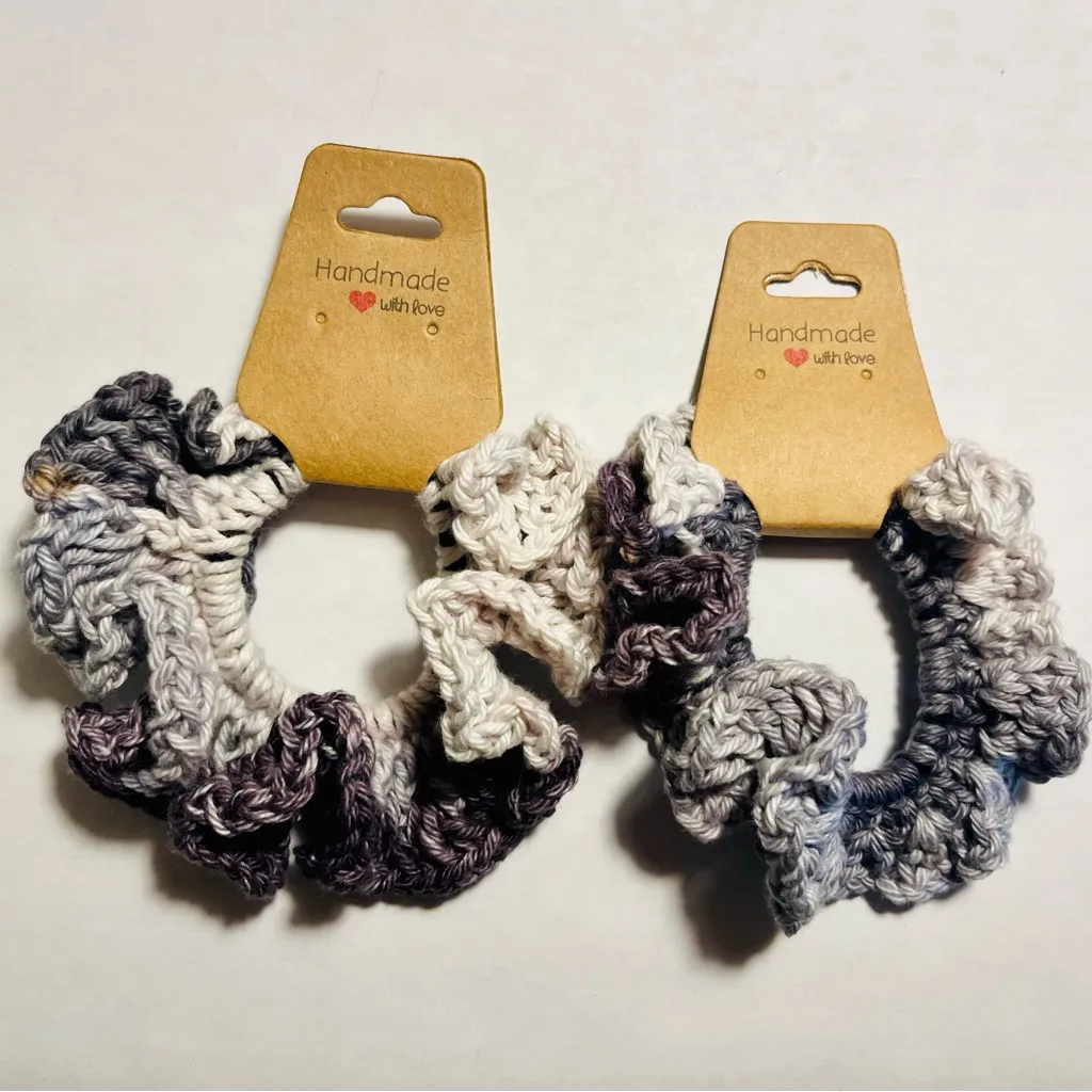 Handmade Crochet Hair Scrunchies Set of 2- NIP - Image 5