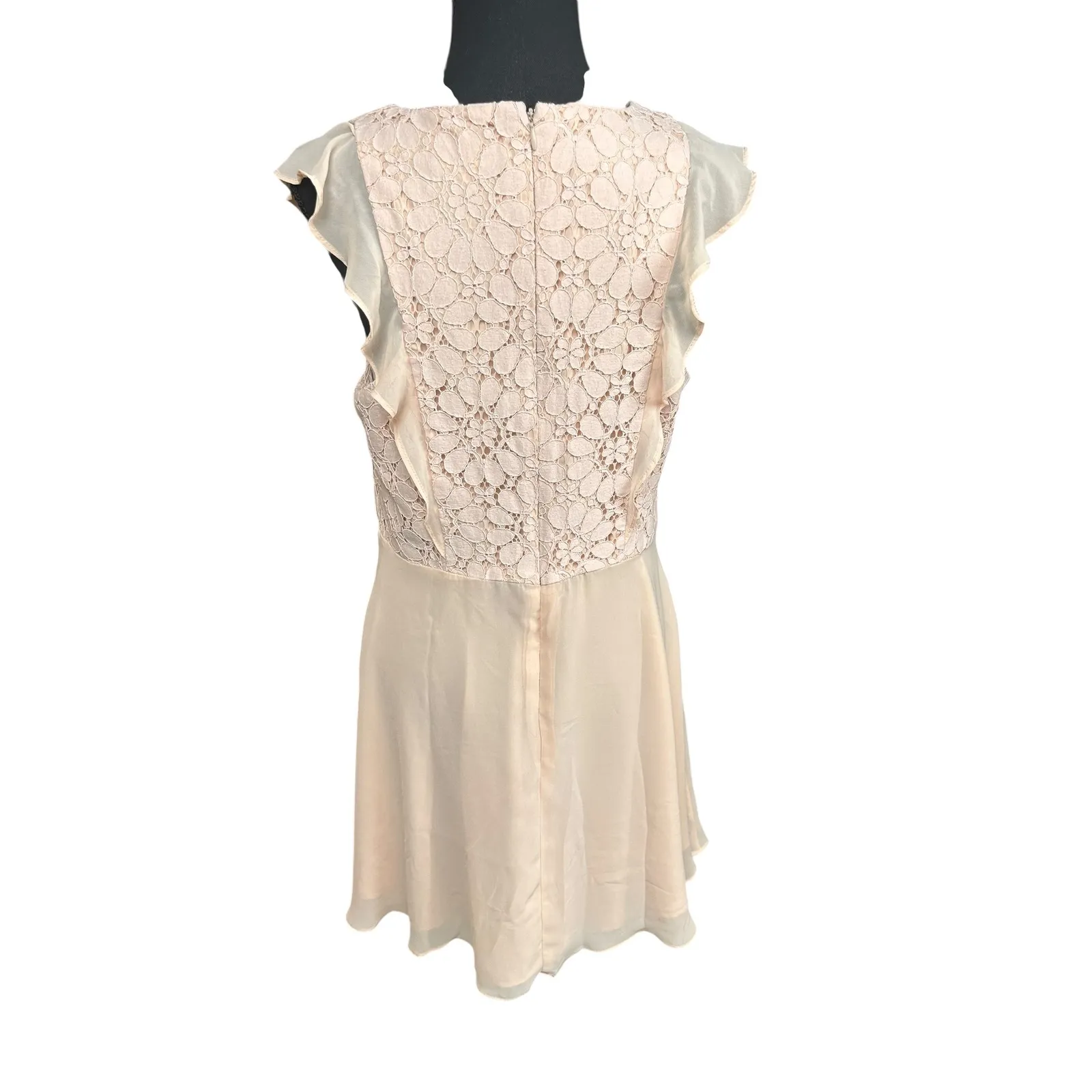Nanette Lepore Women's Slvls Chiffon F&f Dress W/Lace Bodice‎ 12 Bellini Fizz - Image 10