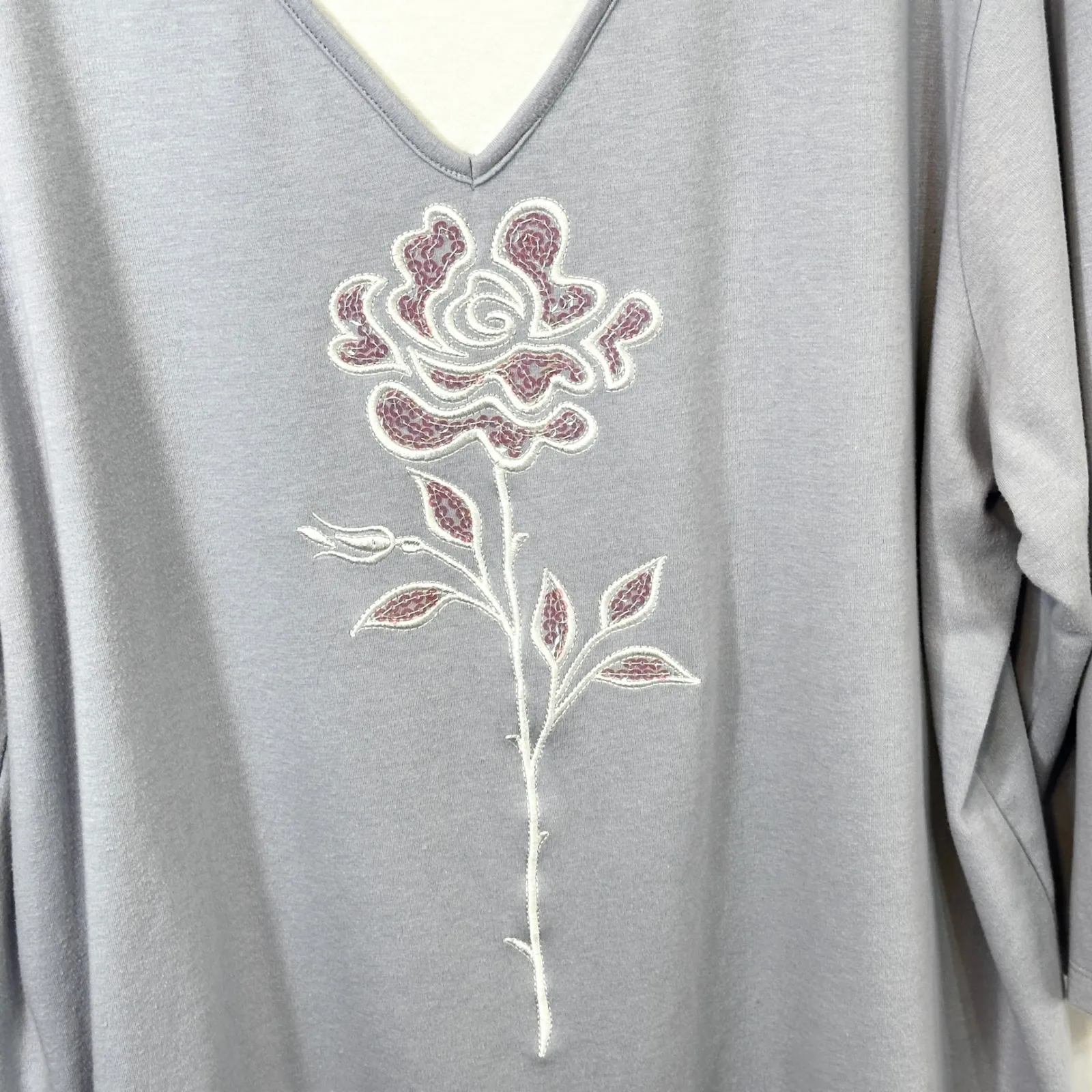 Bob Mackie Plus Size 3X Top Wearable Art Lilac Purple Rose Layered Mature 532‎ - Image 7