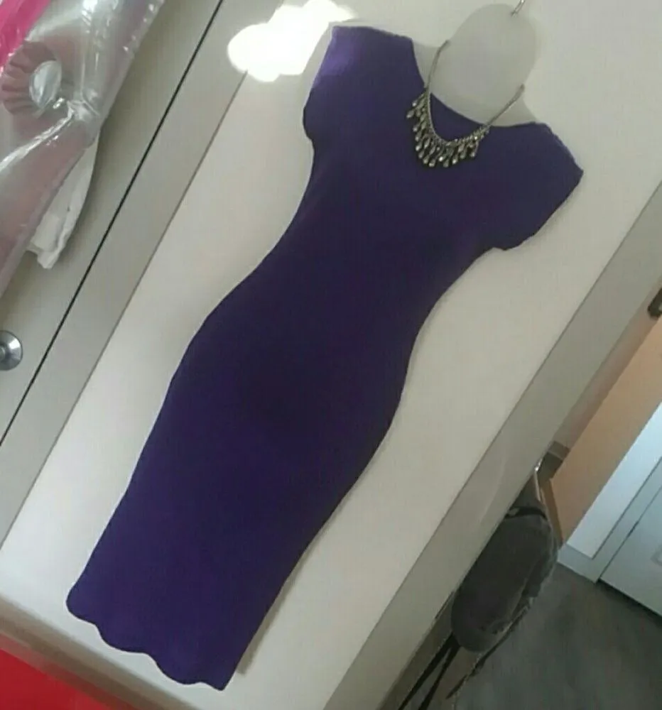 Purple scoop back cotton ribbed dress Size 6 - Image 6