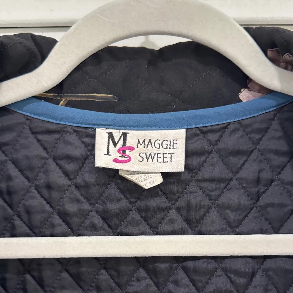 VINTAGE Noble Spirit Black Floral Quilted Jacket Made in USA Size 2X - Image 3