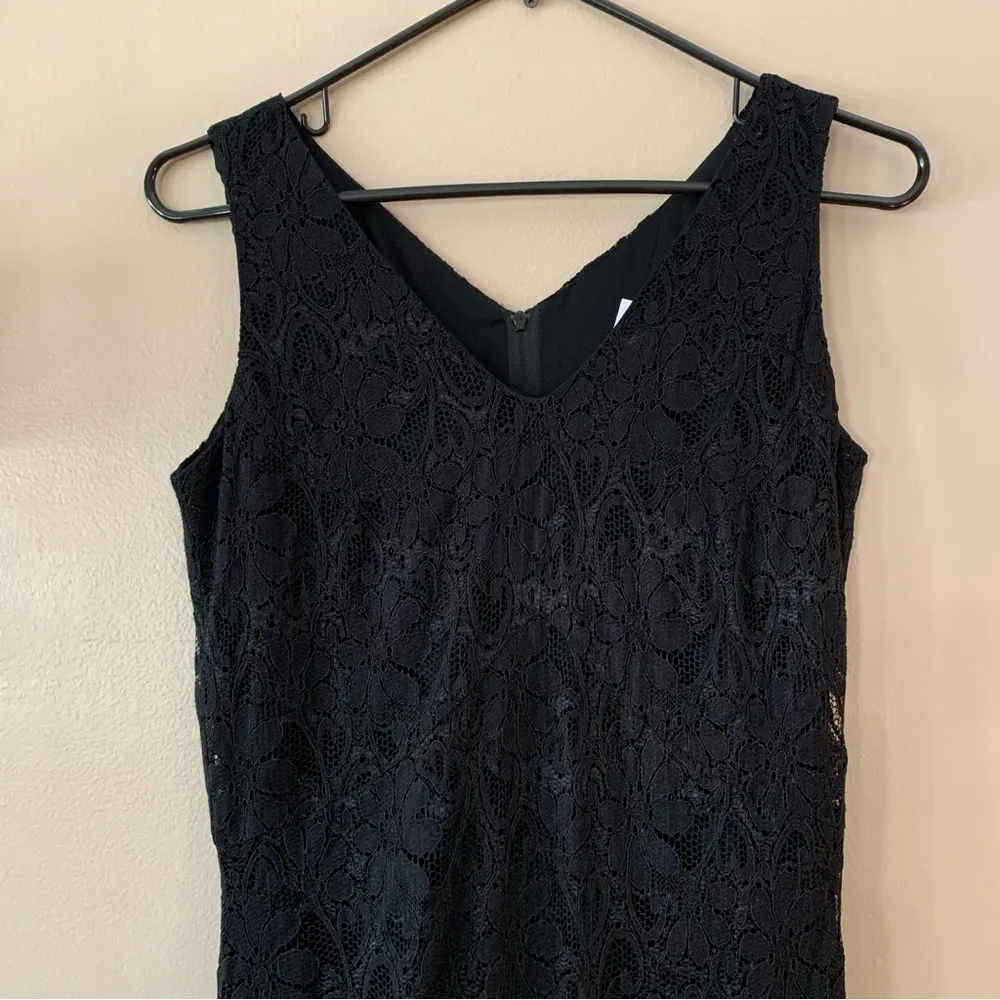 Vintage Laura Ashely Black Lace Sleeveless V-neck Maxi Cocktail Dress Size 6 - Image 2
