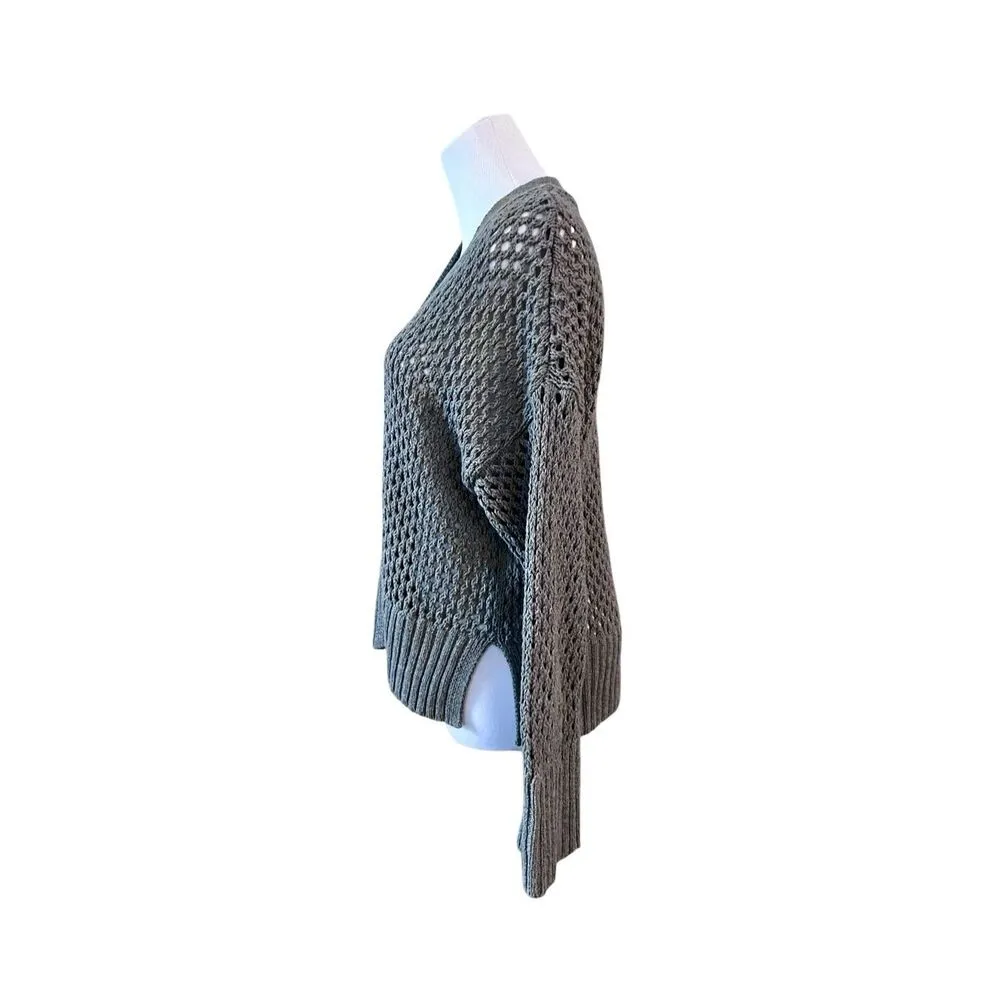 Abercrombie & Fitch Basket Weave Cotton Open Cardigan Sweater‎ SMALL Gray Shrug - Image 2