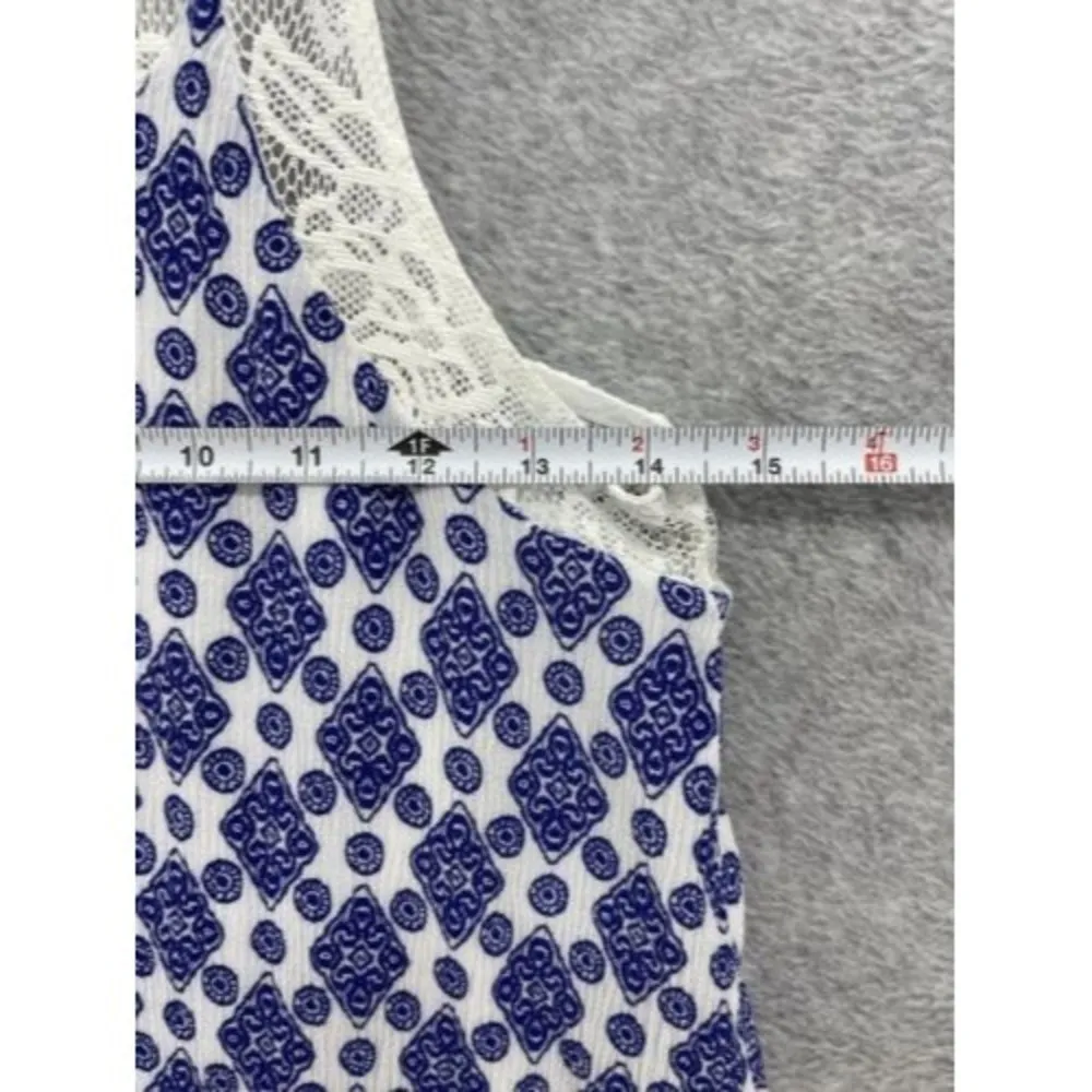 Paper Crane Women's Pull On Dress Sleeveless Coverup One Size Blue Lace Trim - Image 8