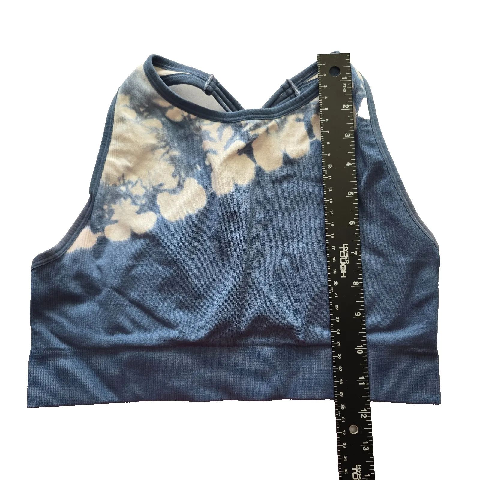 Ribbed Comfort Y2K Bra Top Tie Dye Pullover Stretch Sleep Active Avia Blue XL - Image 4