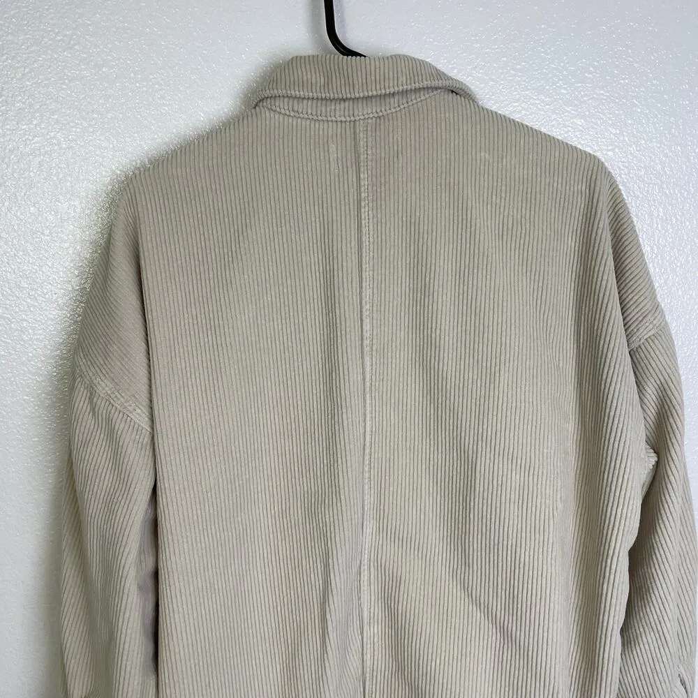 Reformation Womens Size XS Jennings Corduroy Shacket Button Up Long Sleeve Beige - Image 7