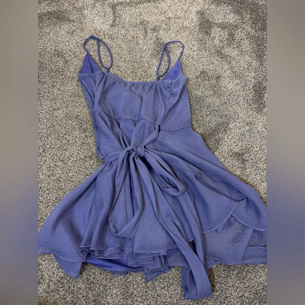 Lucy in the Sky Purple Shimmer Wrap Dress - Image 5