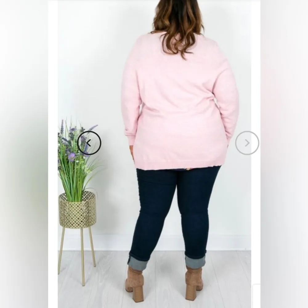 Plus Size pink Open Front Cardigan Womens Size 3X Everyday Essential - Image 3