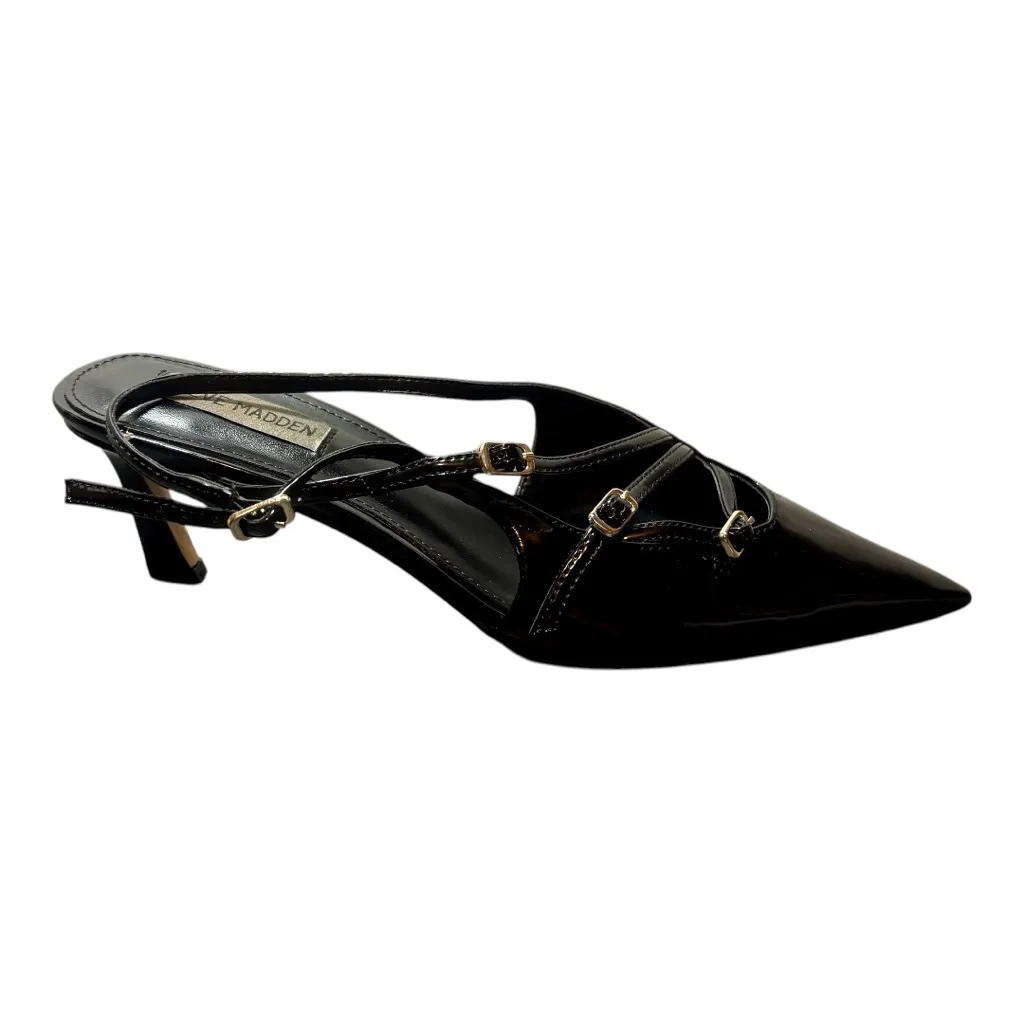 STEVE MADDEN Liana Black Patent Slingback Heels - Image 3