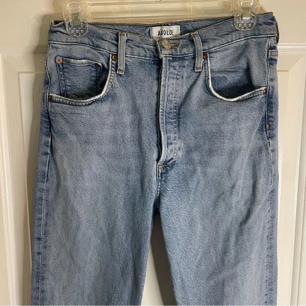 AGOLDE  Blue Straight Jeans with ButtonFly Size 27 medium wash retro chic preppy - Image 3
