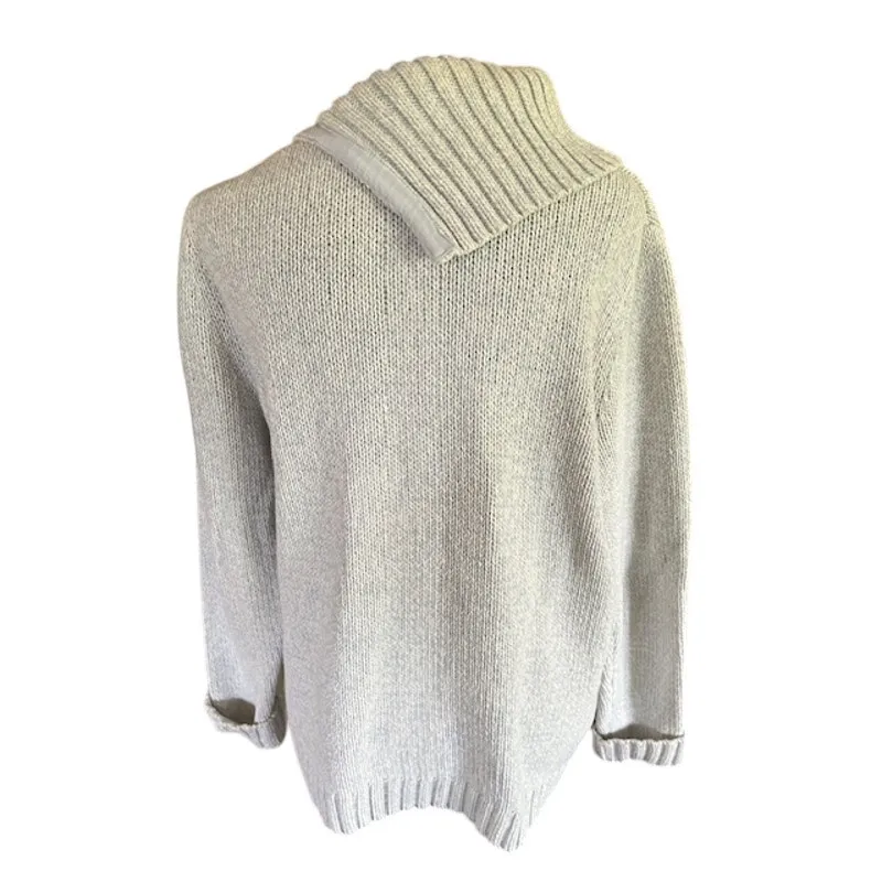 Chaps Light Blue Rib Collar Cotton Blend Sweater 1X - Image 4