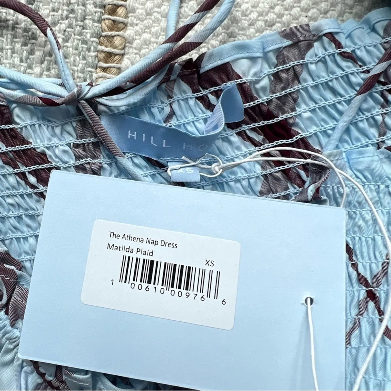 Hill House The Athena Matilda Plaid Short Puff Sleeves Mini Nap Dress Women’s XS - Image 7