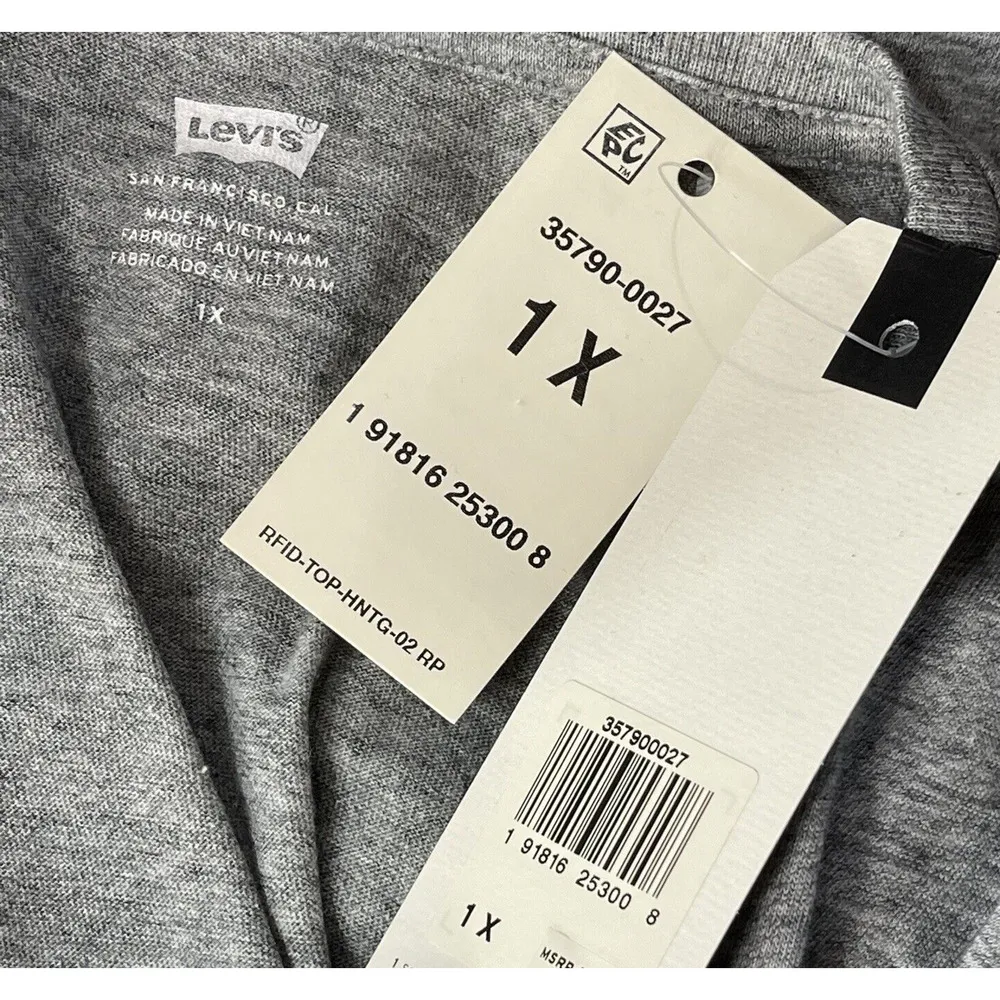 Levi’s 1X-Large T-Shirt Top Crew Neck Short Sleeve Stretch Gray Heathered Logo - Image 5