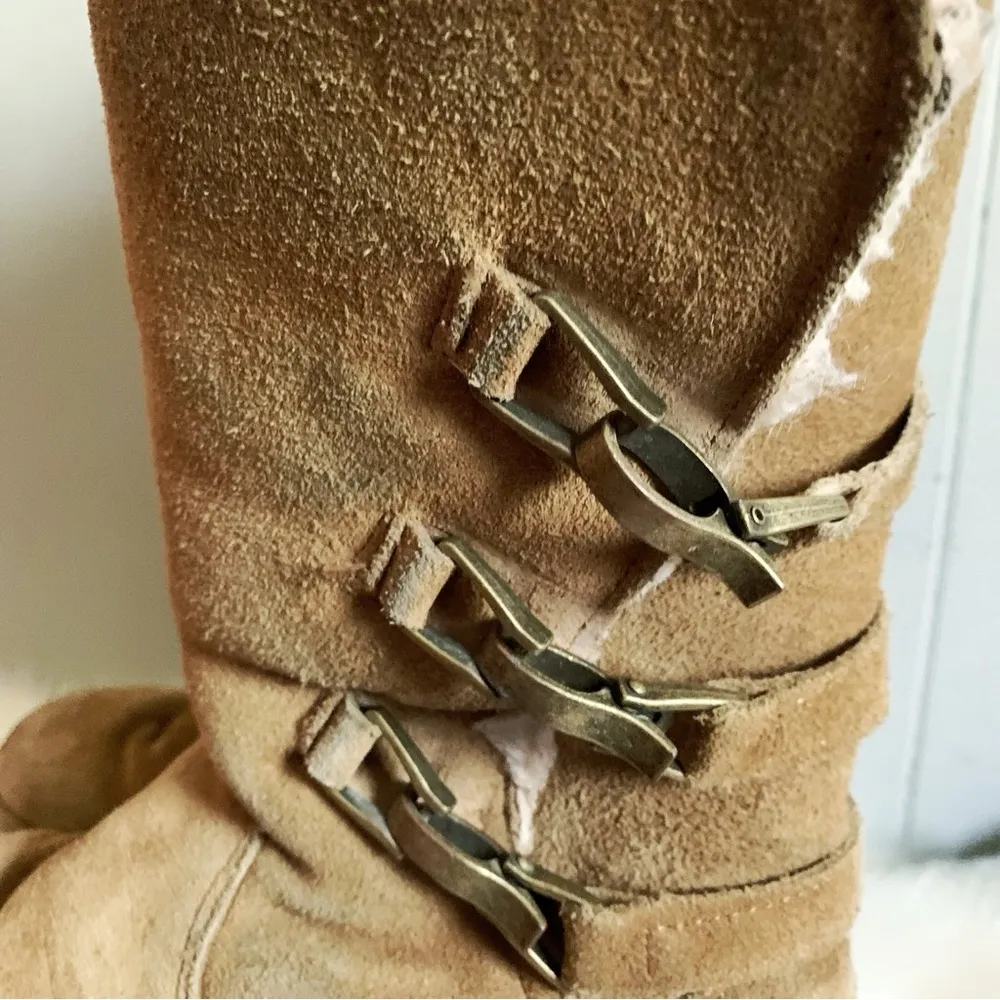 Bearpaw Brown Buckled Short Women's Winter Sherpa Boots 7 - Image 5