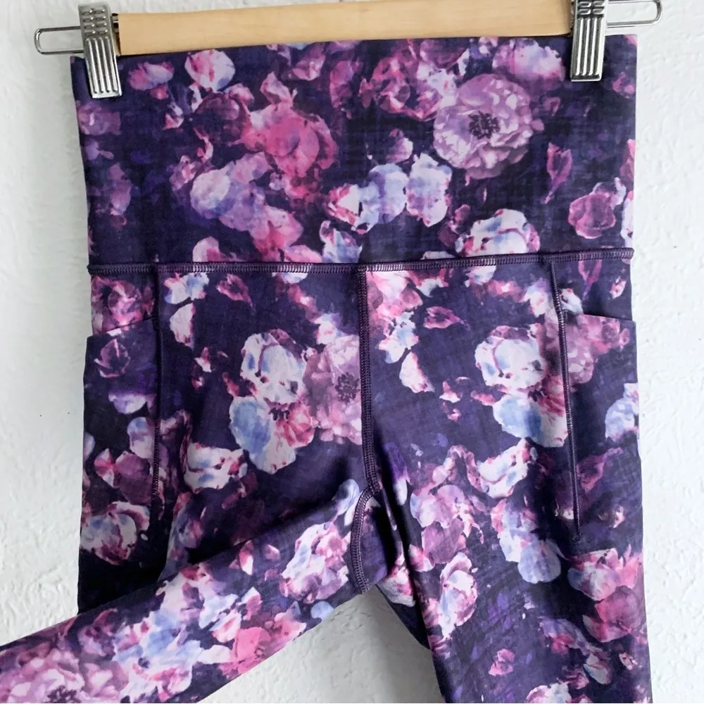 Athleta Salutation Stash Pocket Tights Pants Dappled Bloom Floral Purple XS - Image 4