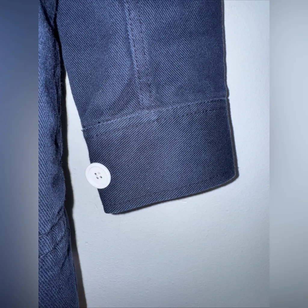 J. Crew‎ Navy Cotton Twill Peacoat  White Button Coastal Core Size 4 - Image 4