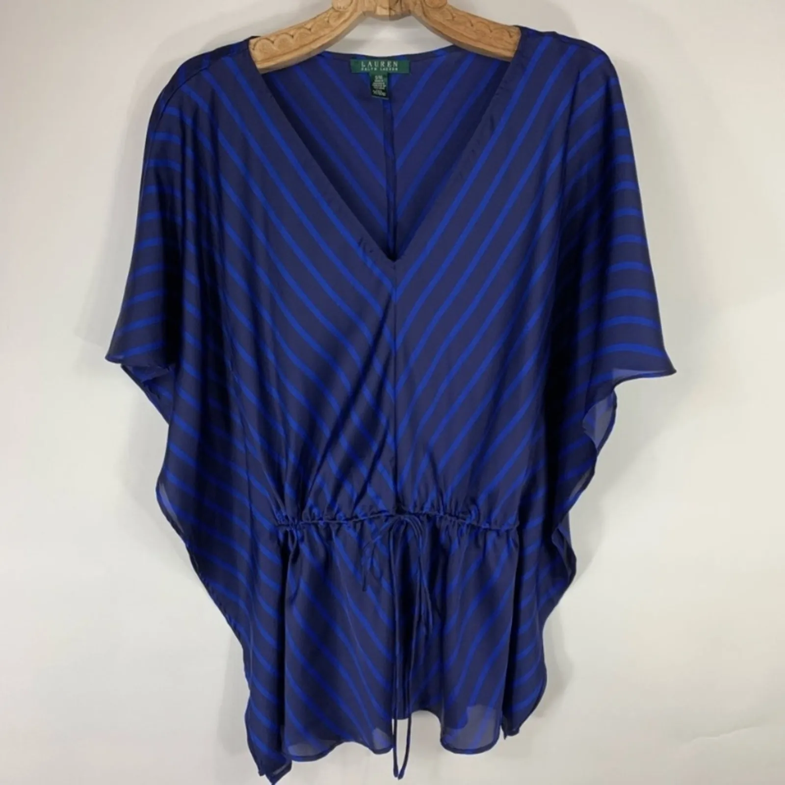 Lauren Ralph Lauren Blue Stripe Blouse Sz Small/ Medium - Image 5