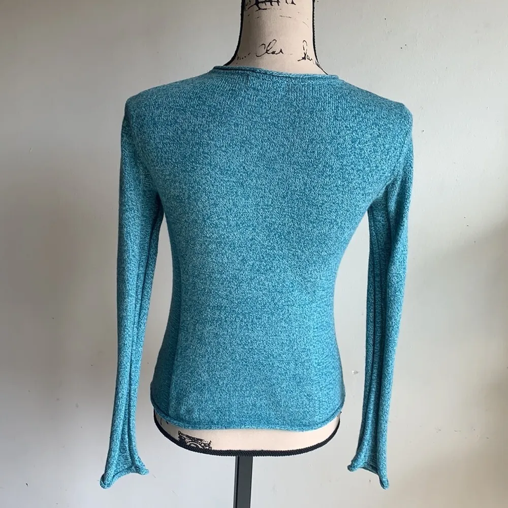 Sundance Homestead Henley Silk Blend Teal Blue Sweater Size PXXS NWOT - Image 7