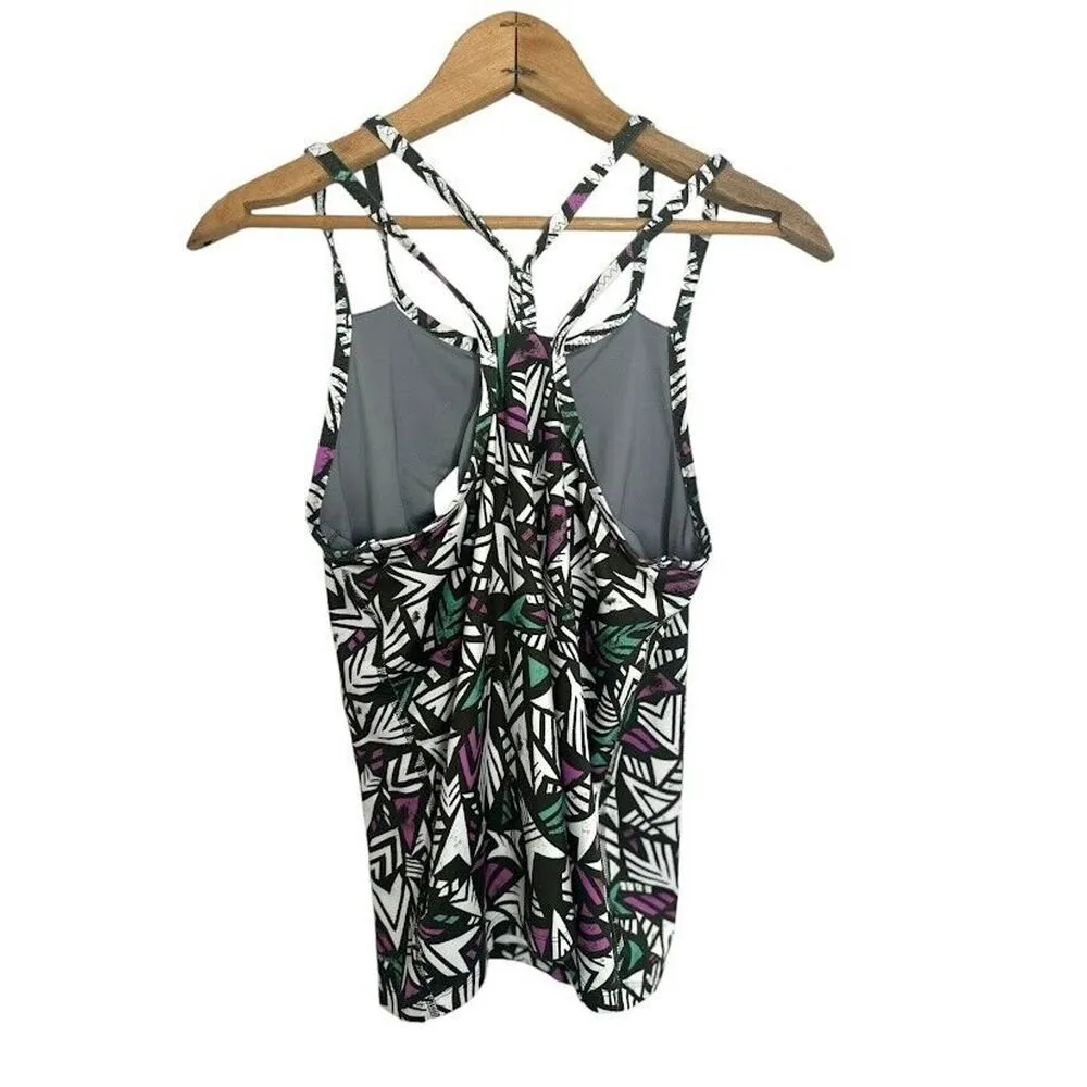 Patagonia Geometric Print Tank Top Built-in-Bra Size Small Athletic Racerback - Image 4