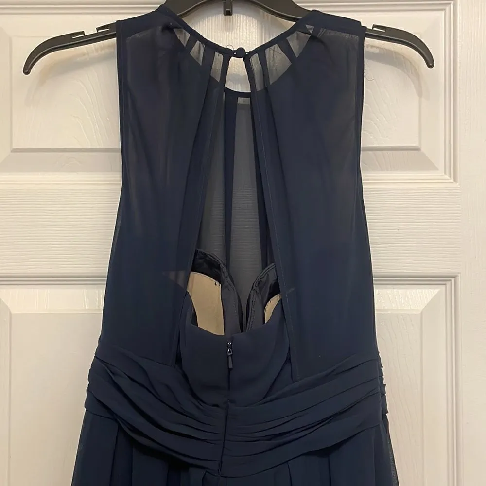 Bill Levkoff Navy Chiffon Jewel A-line Bridesmaid Dress - Image 5