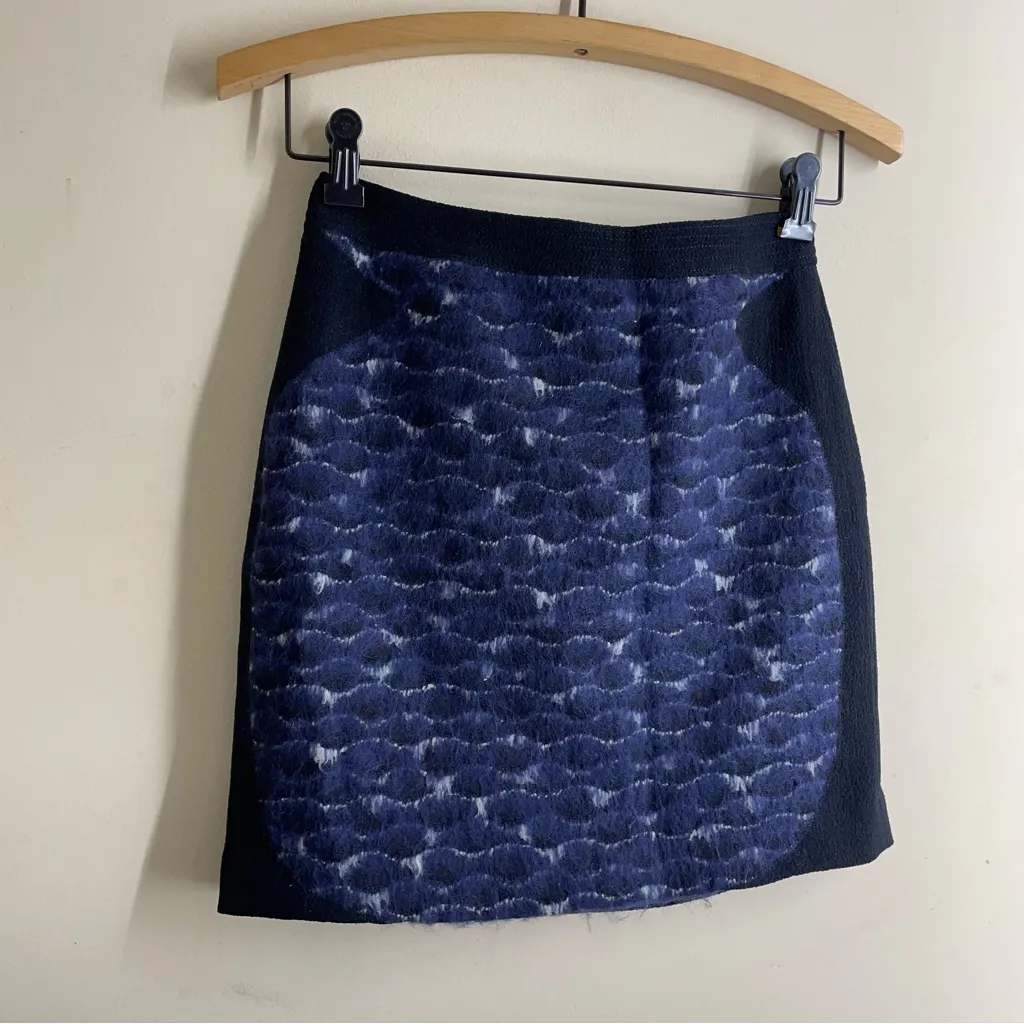 O’2nd Blue Black Wool Blend Textured Mini Skirt Size 4 Korea - Image 7