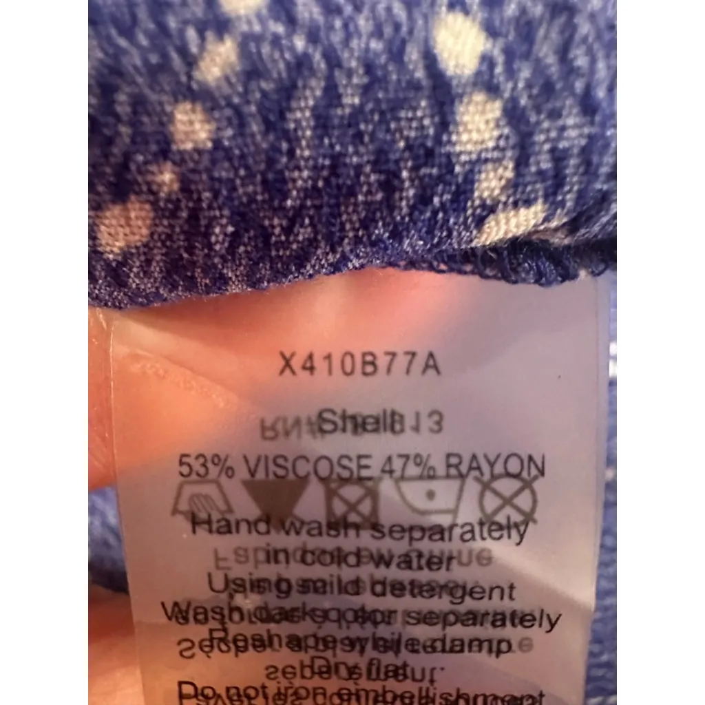 Women's Plenty by Tracy Reese Blue White Long Sleeve Dress M Size M - Image 7