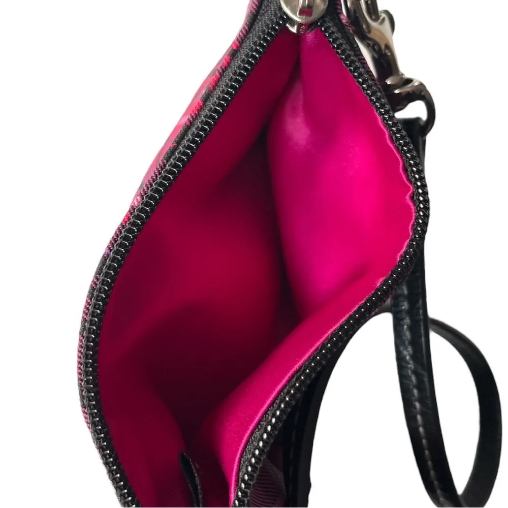 Coach Signature Logo Plaid Wristlet Clutch Purple Black Pink - Image 6