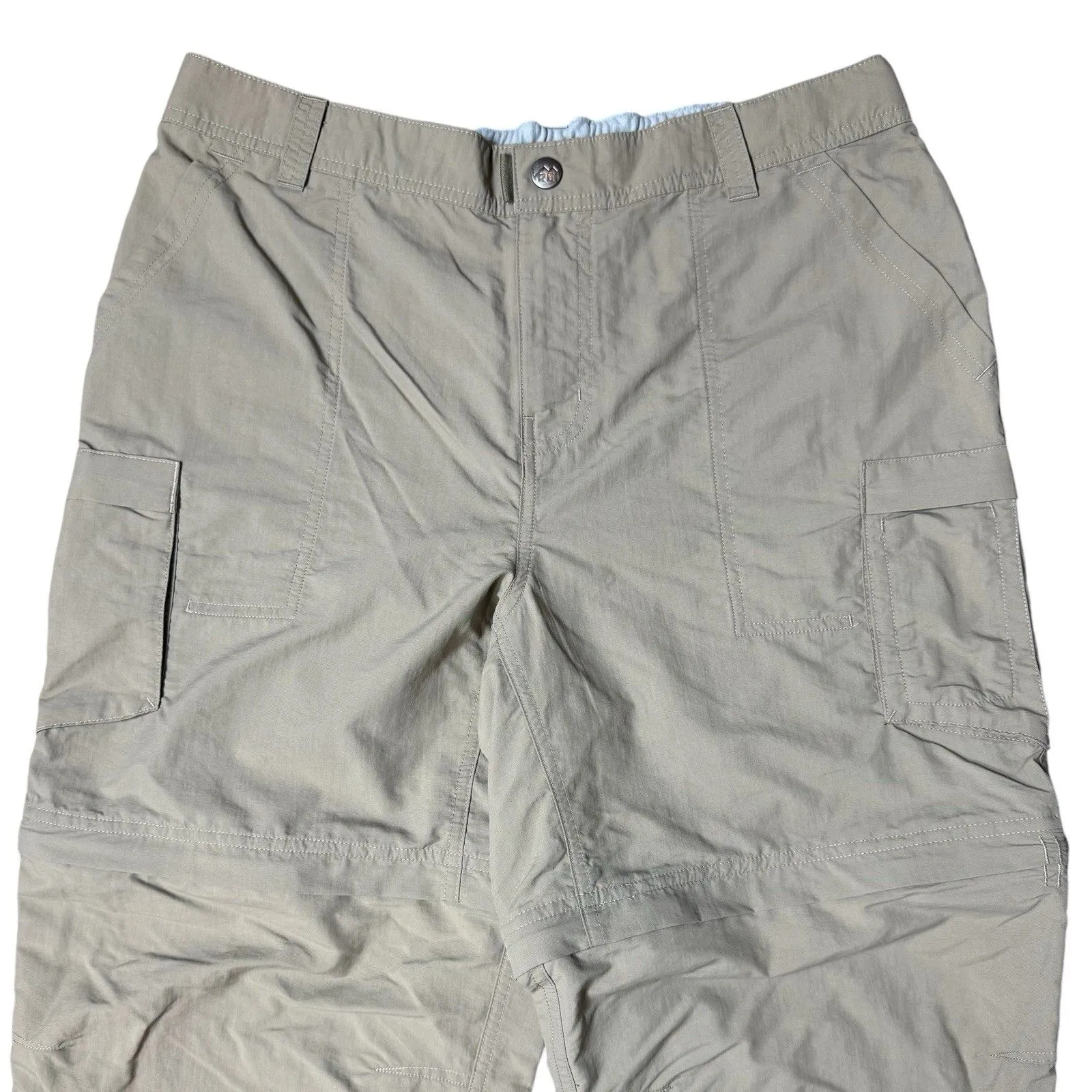 REI Womens Sahara Convertible Cargo Pants Adjustable Waist Size 14P Hiking Tan - Image 3