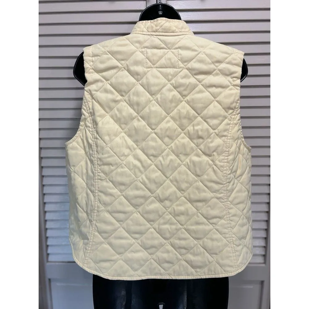 Van Heusen Soft Yellow Quilted Vest Jacket Button Up Pockets Size Large‎ - Image 4