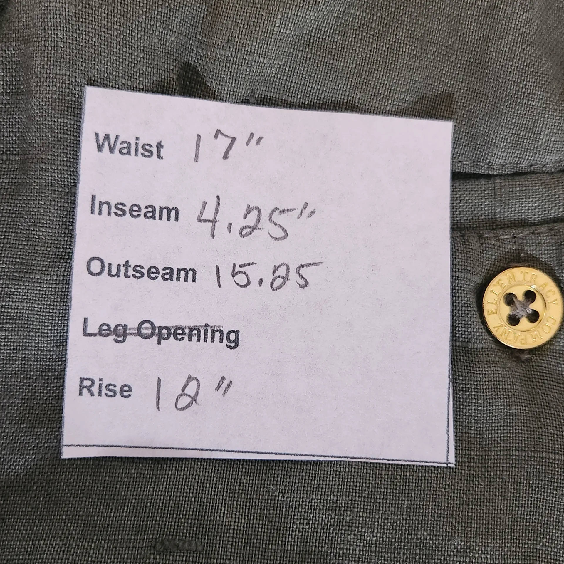 Company by Ellen Tracy Olive Green Linen Shorts Size Large Linen Pull-on Shorts - Image 2