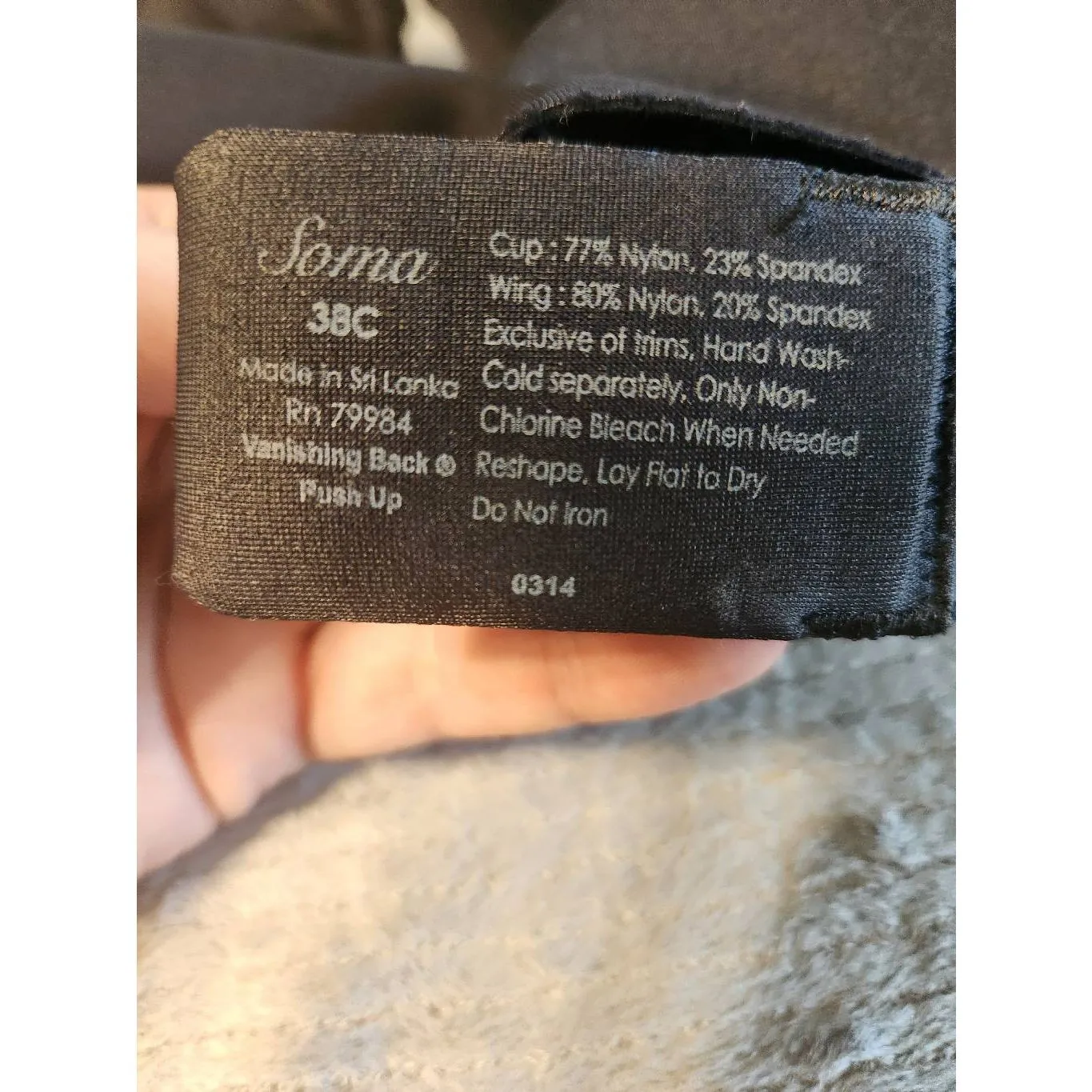 Soma Intimates Size 38C Vanishing Back Push Up Bra Black - Image 3