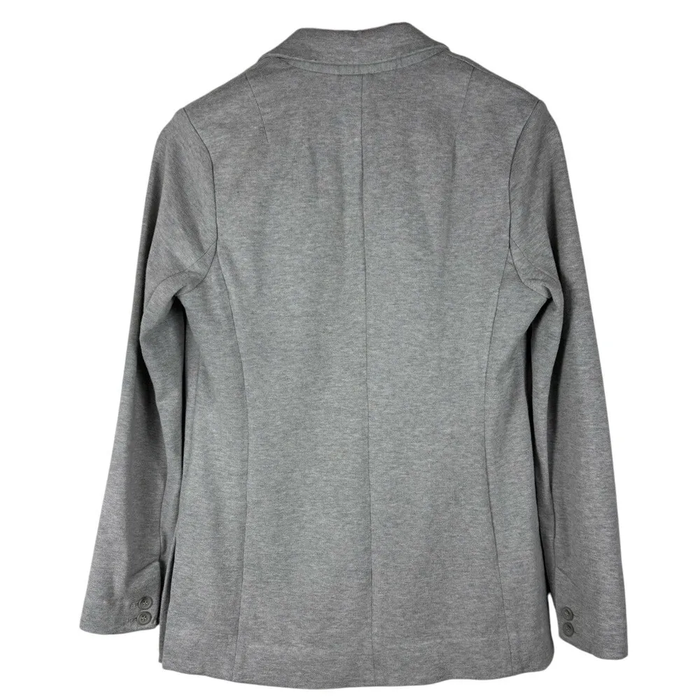 Kinly Rent‎ the Runway Medium Gray Double Button Collared Blazer 100% Cotton - Image 4