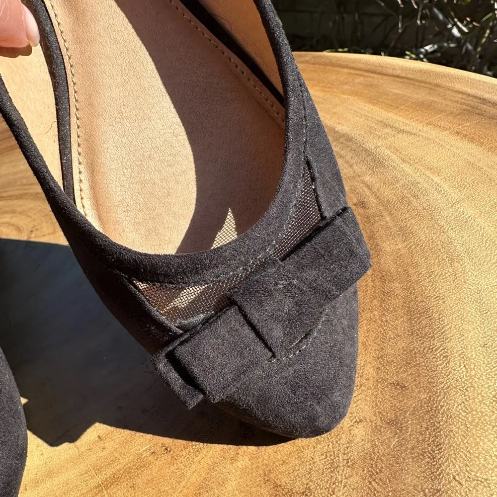 REPORT Women’s Mesh Bow Front Slip On Faux Suede Pointy Toe Flats Size 6 Black - Image 7