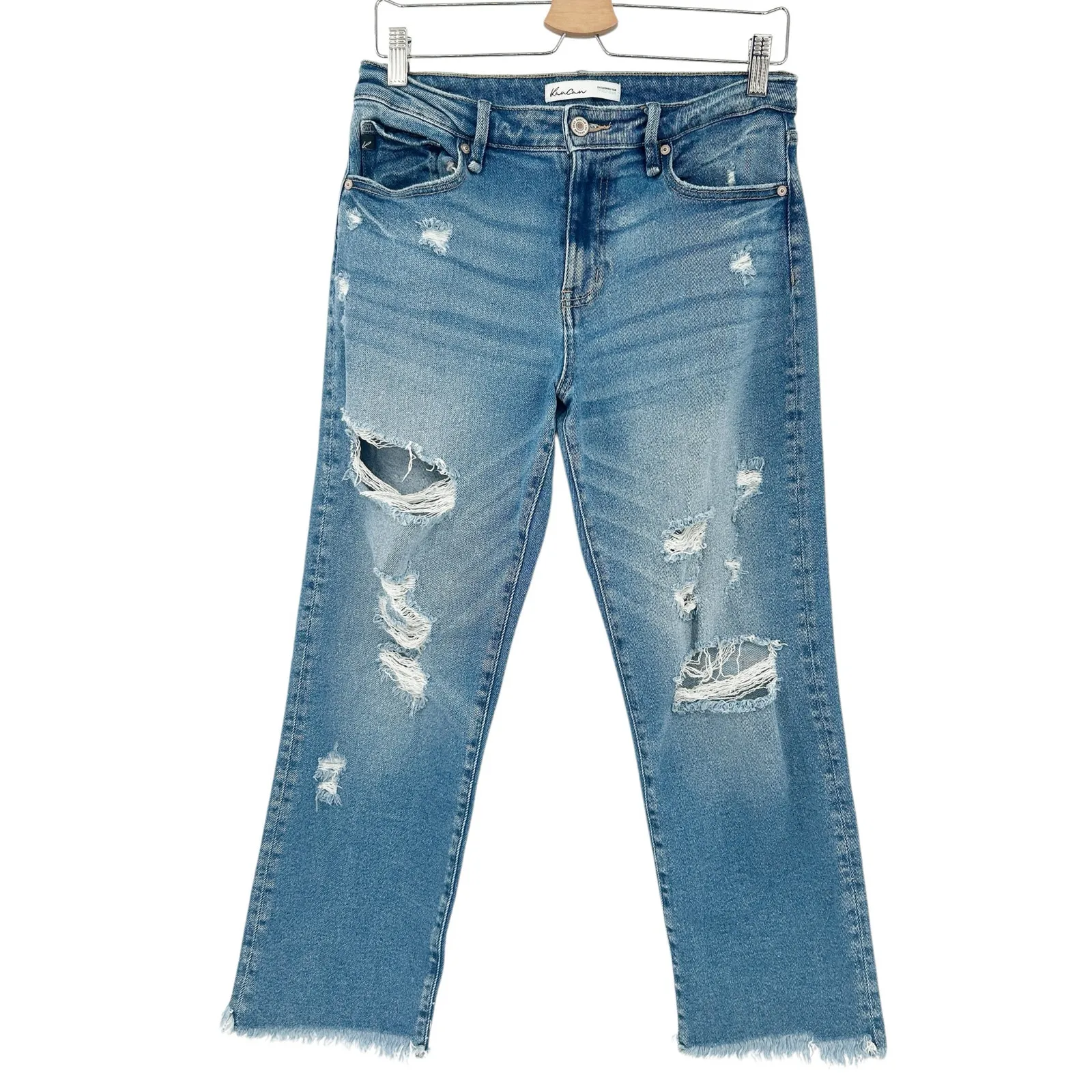 Kancan x Maurices Womens Ankle Straight High Rise Ripped Distressed Jeans 27 Blue - Image 2