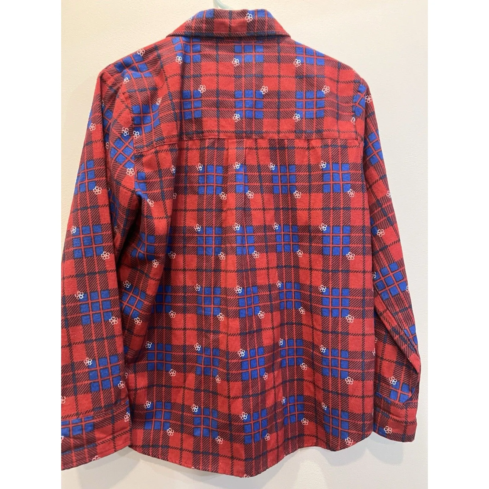 Vintage American Sweetheart womens flannel shirt red blue long sleeve Sz L Gorp Size L - Image 5