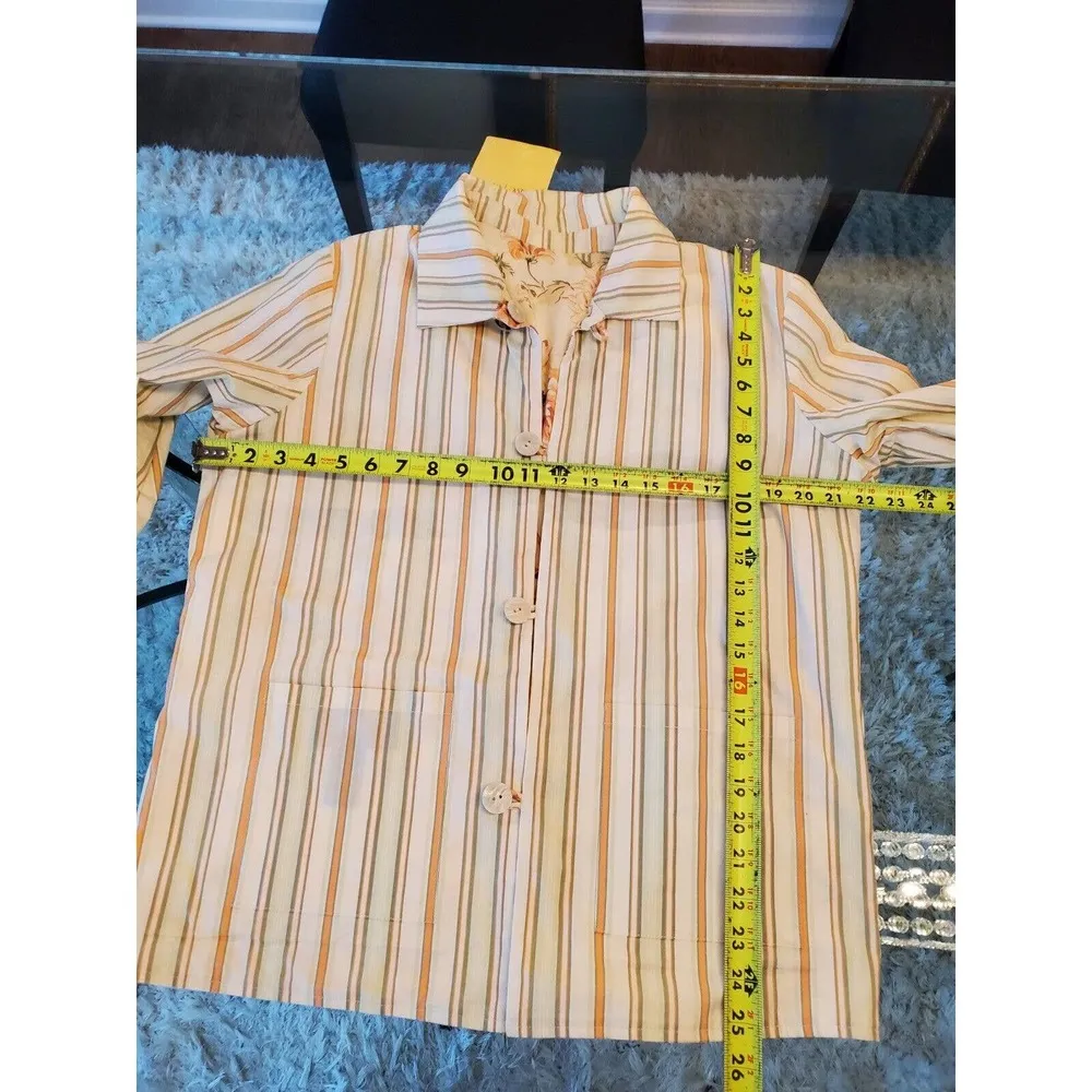 Denim & Co. Women's Beige Cotton Long Sleeve Button Front Collared Jacket Large - Image 15