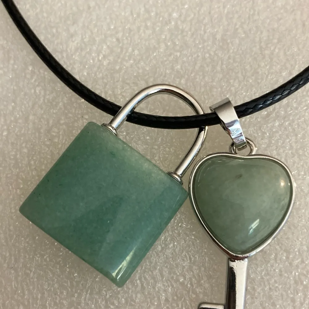 Green Adventurine Lock and Key Charm Necklace. NWOTT Cord is 17 1/2” Long with … - Image 3