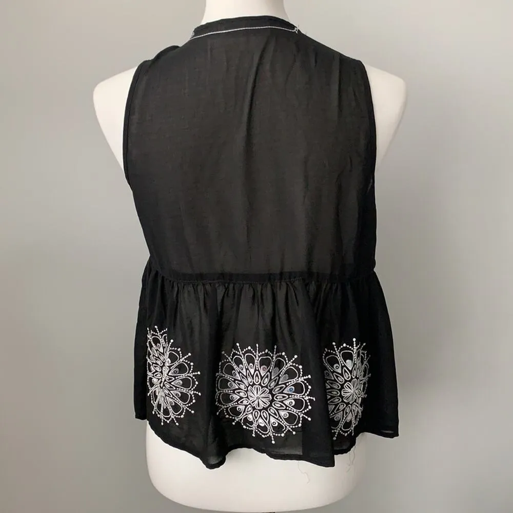 Versona Black Sheer Snowflake Mandala Vest Sz S - Image 6