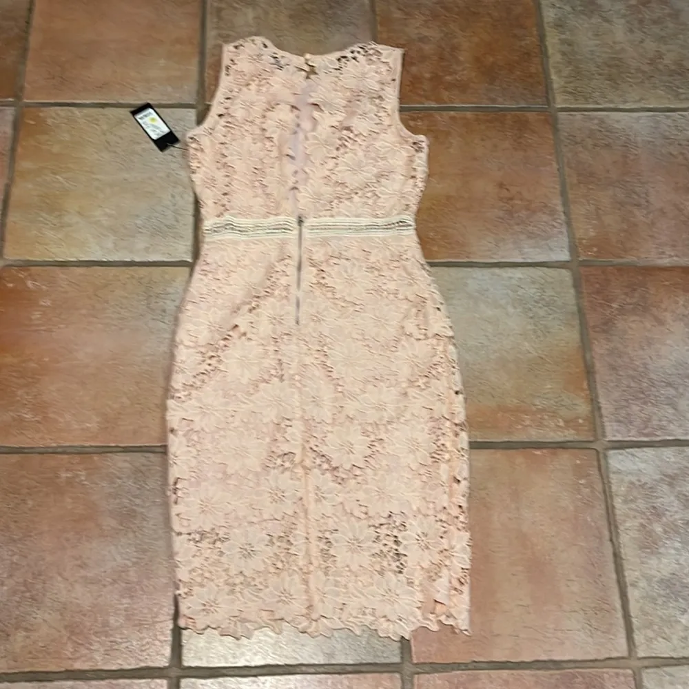 AKIRA LACE OPEN BACK DRESS PEACH SMALL - Image 5