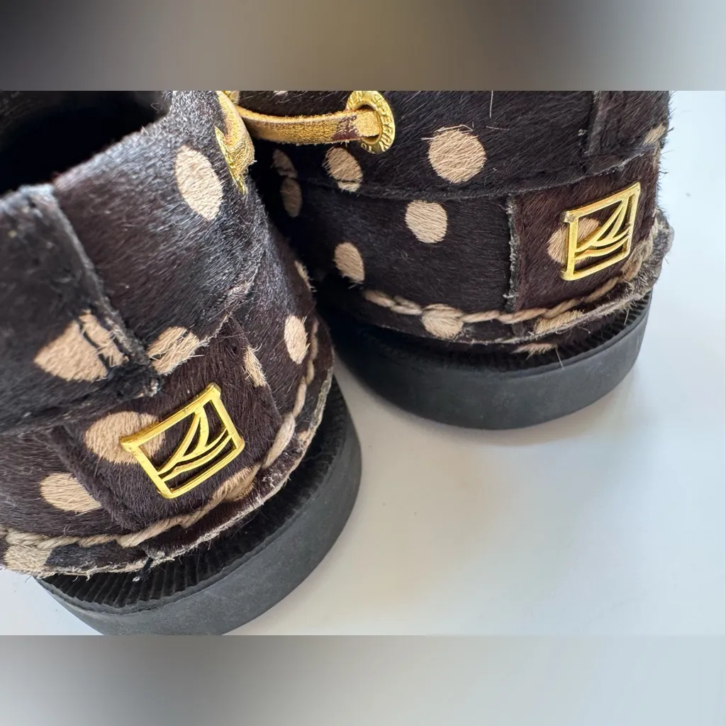 Sherry Top Sider Women’s Boat Shoes Loafers Brown Calf Fur Polka Dot size 7.5 - Image 4