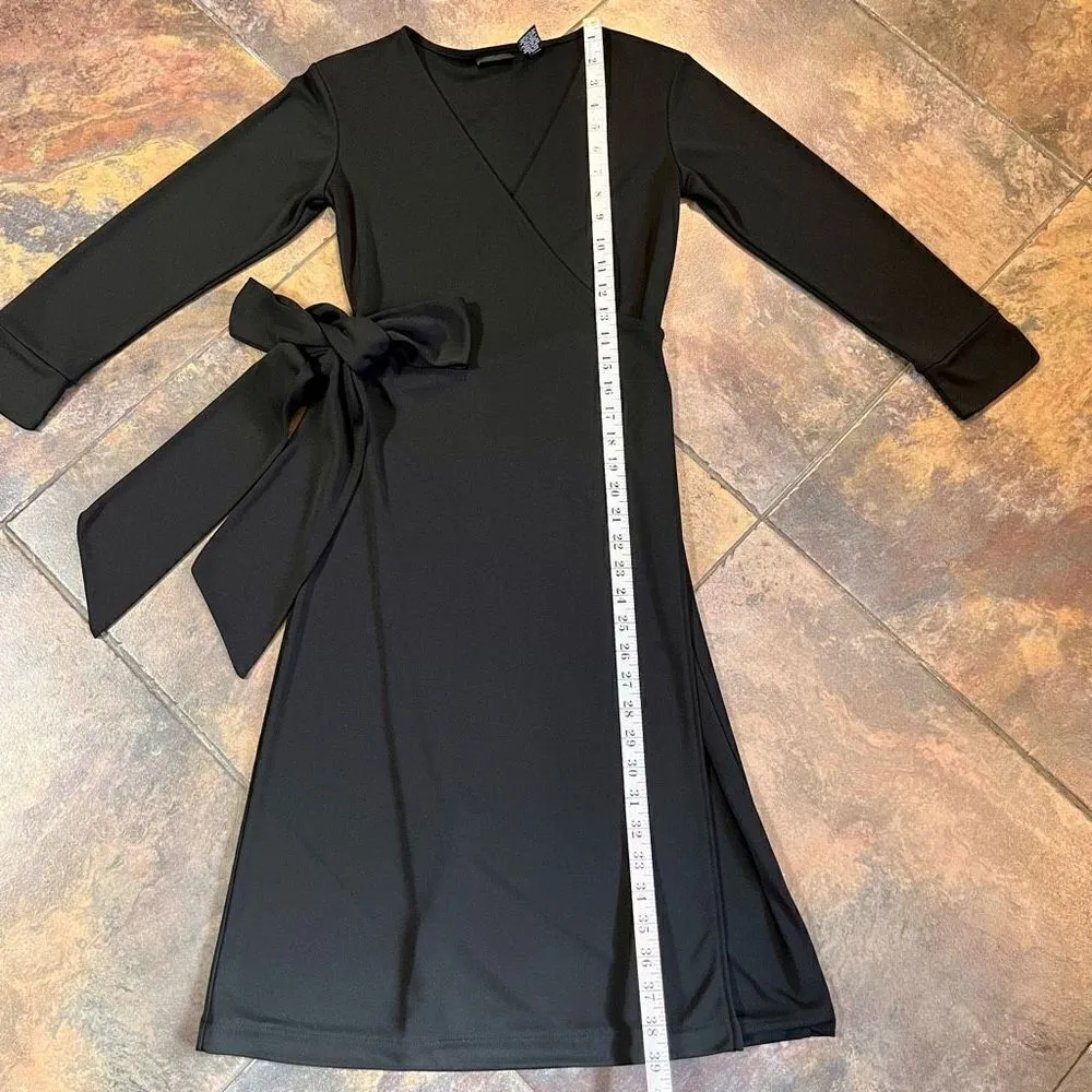 New York and Company Black Long Sleeve Wrap Dress XS Black - Image 4