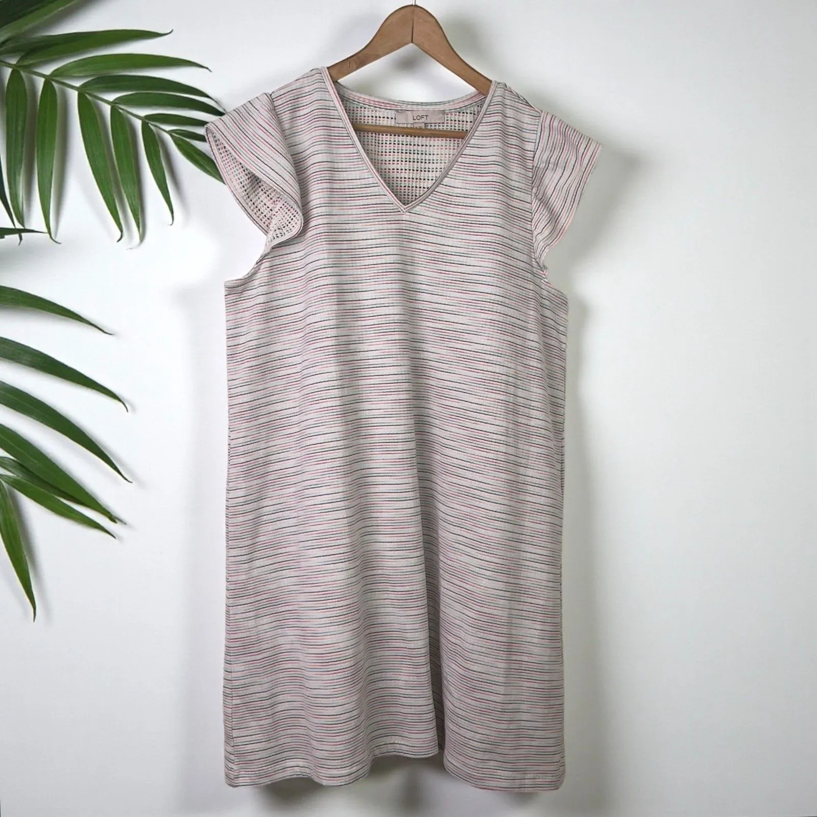 LOFT Ruffle Cap Sleeve V-Neck Swing Dress - Image 5