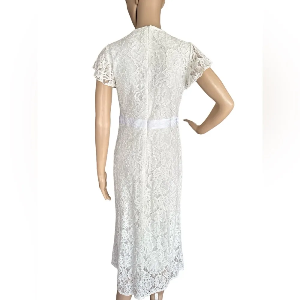 Gorgeous NWOT Laced Dress with Ribbon Details Off White M Size M - Image 5