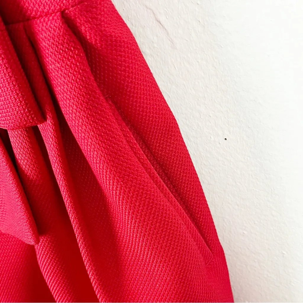 TED BAKER Nuhad Red Bow Waist Back Zipper Tulip Pleated Holiday Party Dress 2 - Image 11