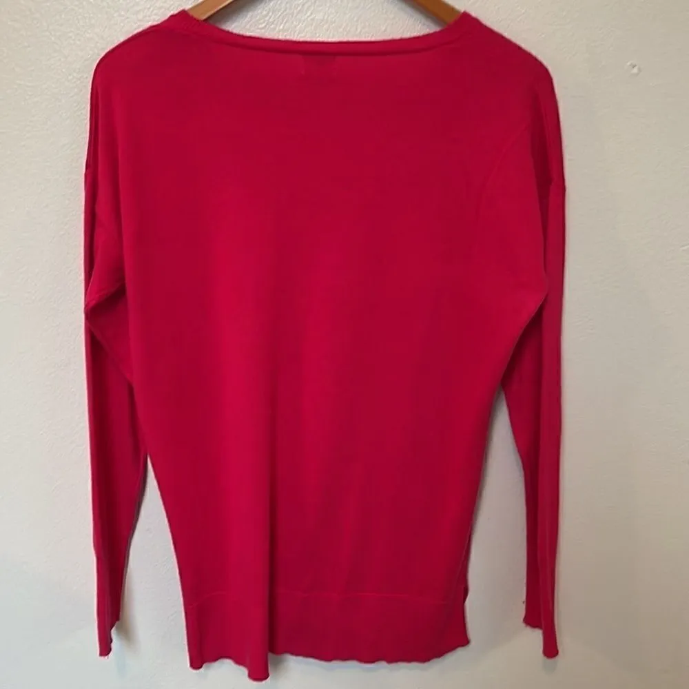 A New Day hot pink vneck sweater.  Size Large. - Image 2