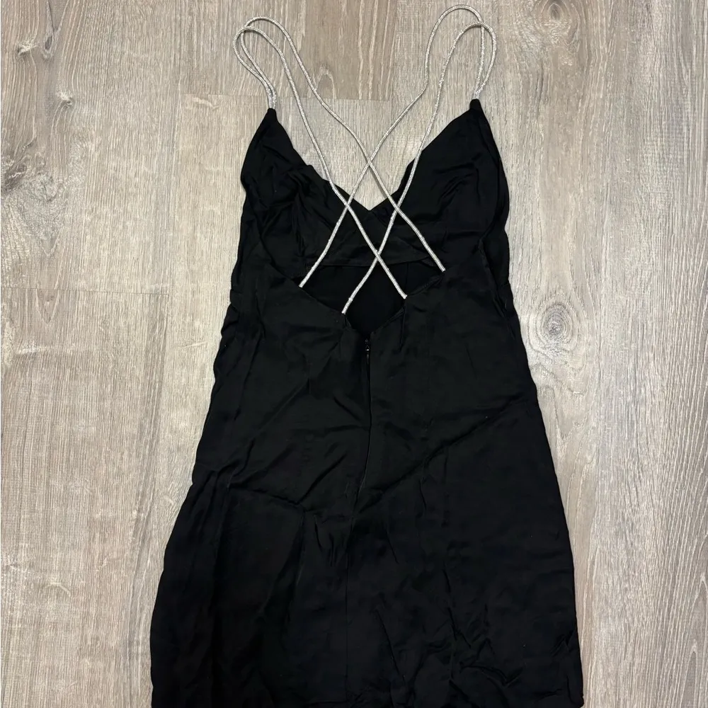 h&m sparkly glitter strap mini black dress Size XS - Image 2